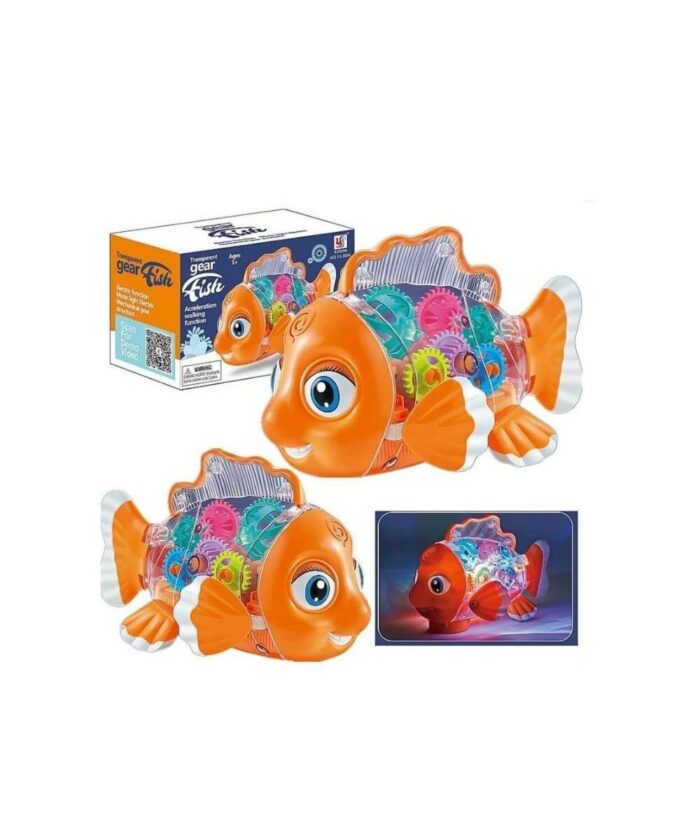 Transparent gear swing fish toy