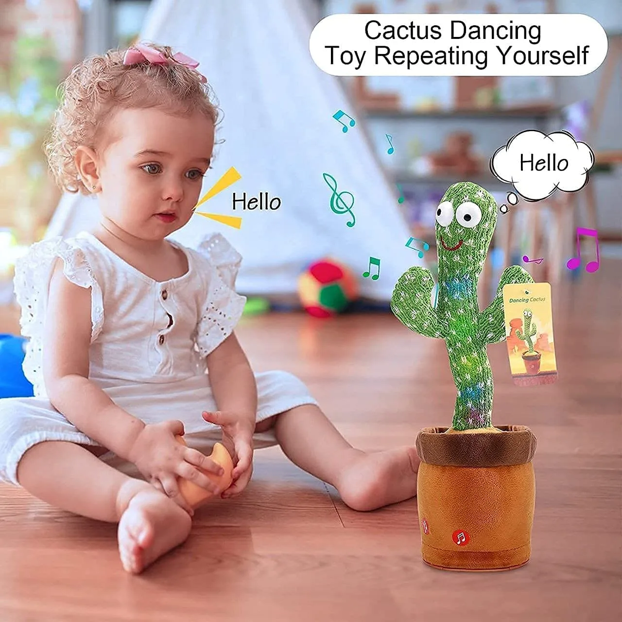 Talking Cactus – Interactive Singing & Dancing Plush Toy | Fun Repeating Toy for Kids & Babies | 120 Songs | Rechargeable - Image 3