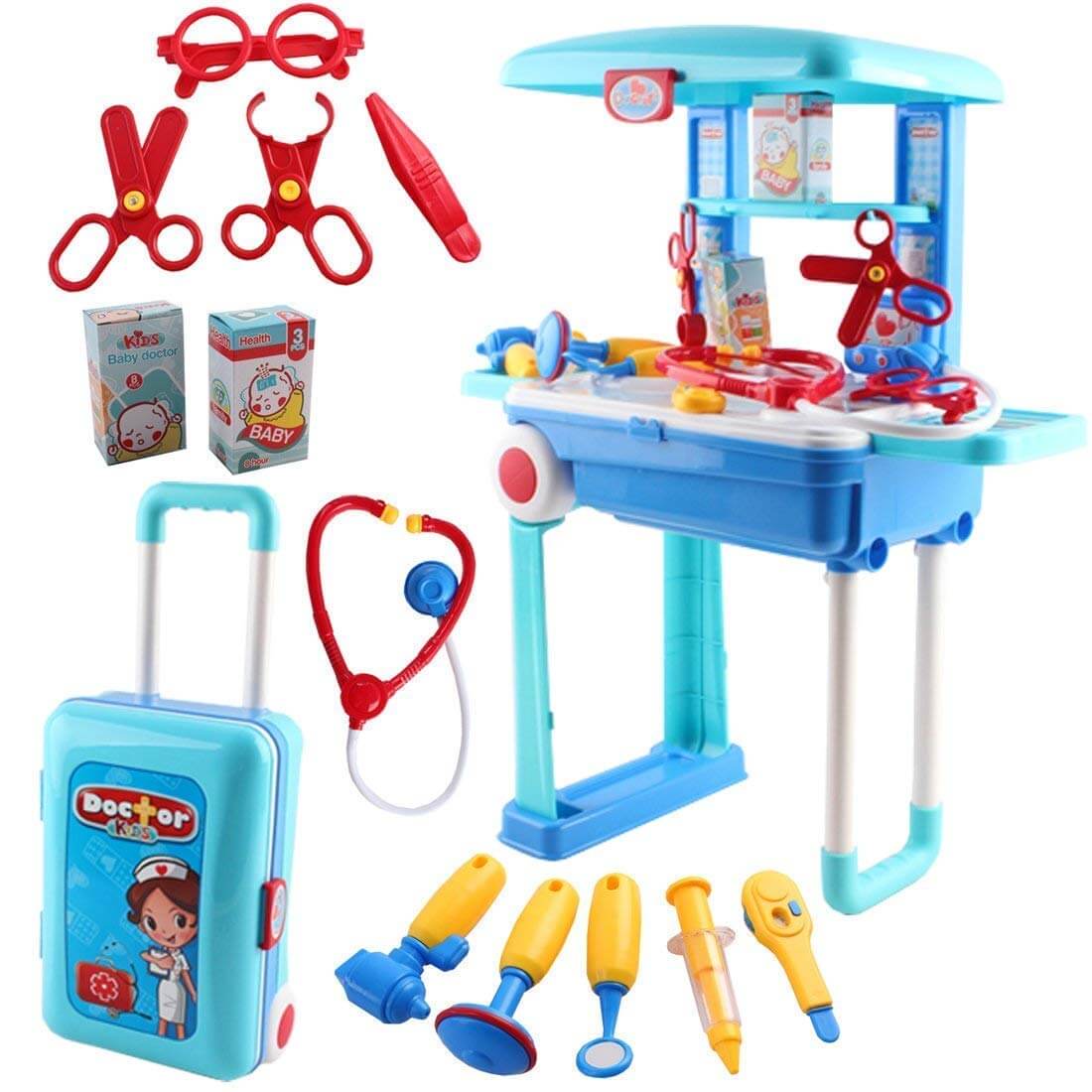 Kids Doctor Set Medical Play Set Trolley Nurse Medical Pretend Role Play Toy Set 