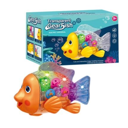 Shopbefikar Gear Fish Bump & Go Toy with Lights & Music (Transparent Fish)