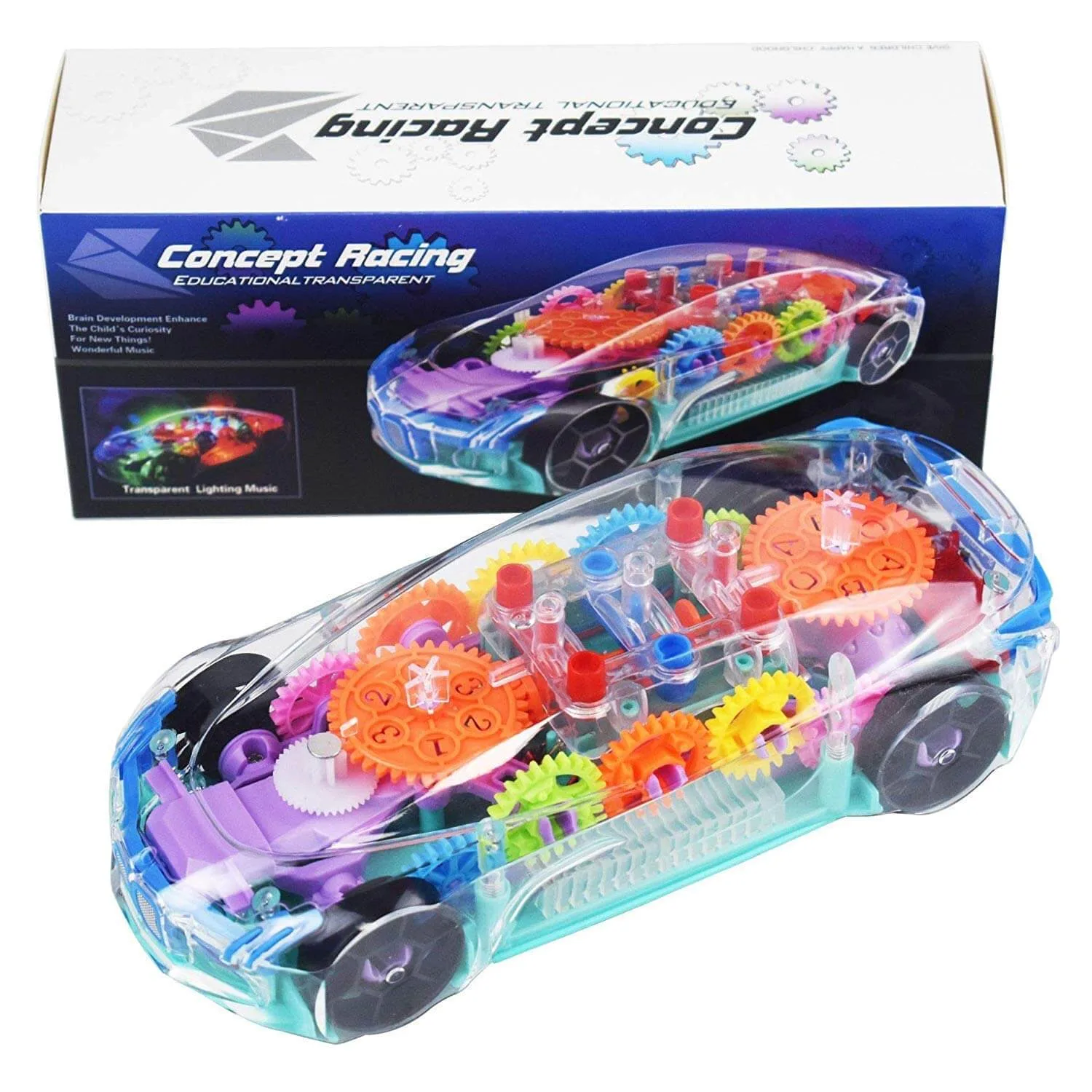 Transparent Gear Car Toy | 360° Rotating Musical Car | 1 Player | 3+ Years | Light & Sound Toy - Image 5