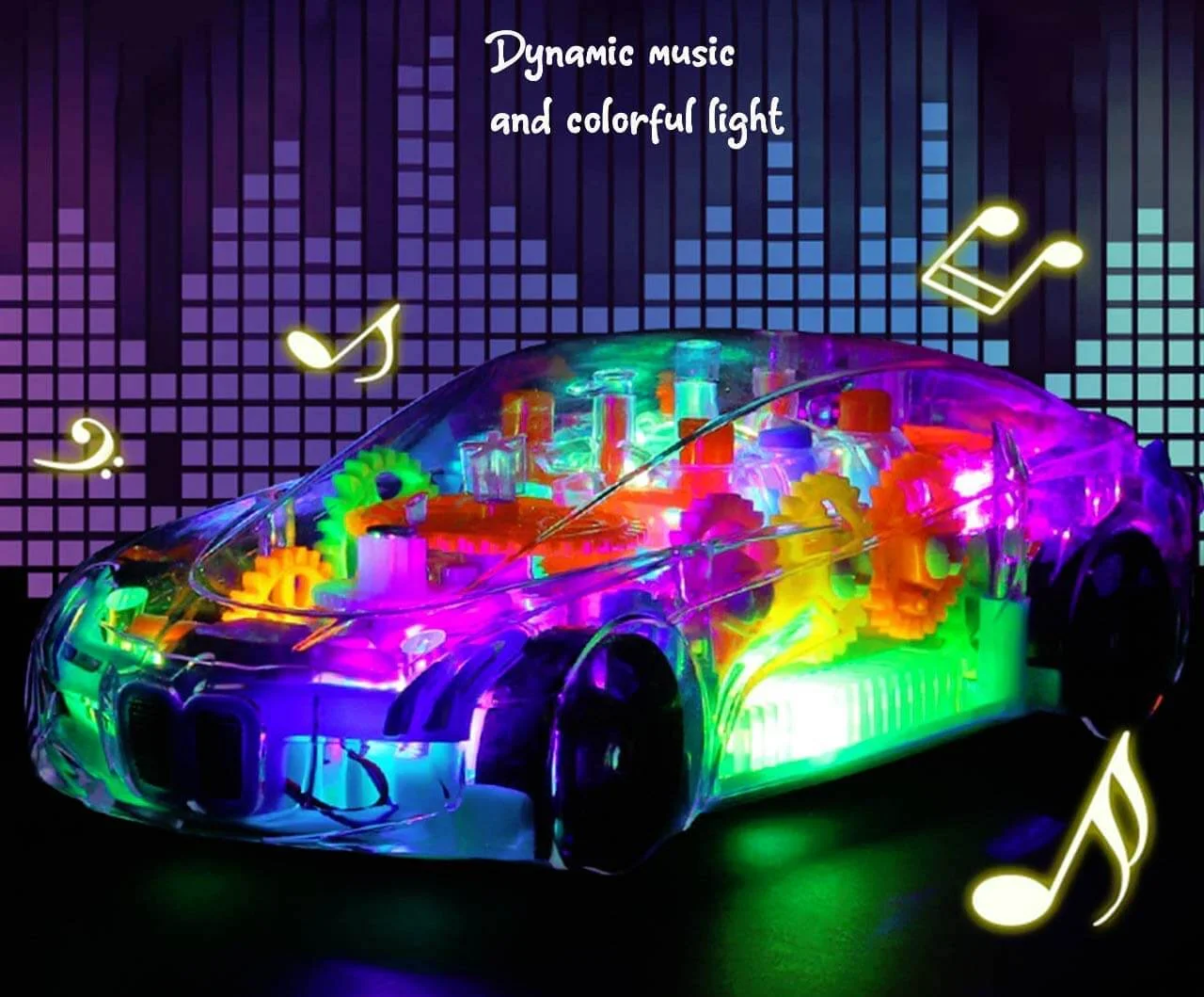 Transparent Gear Car Toy | 360° Rotating Musical Car | 1 Player | 3+ Years | Light & Sound Toy - Image 3