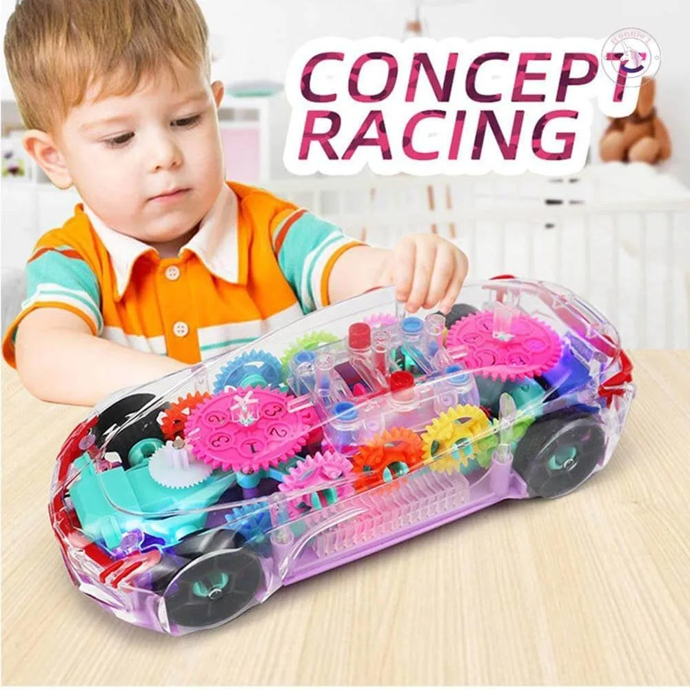 Transparent Gear Car Toy | 360° Rotating Musical Car | 1 Player | 3+ Years | Light & Sound Toy - Image 2