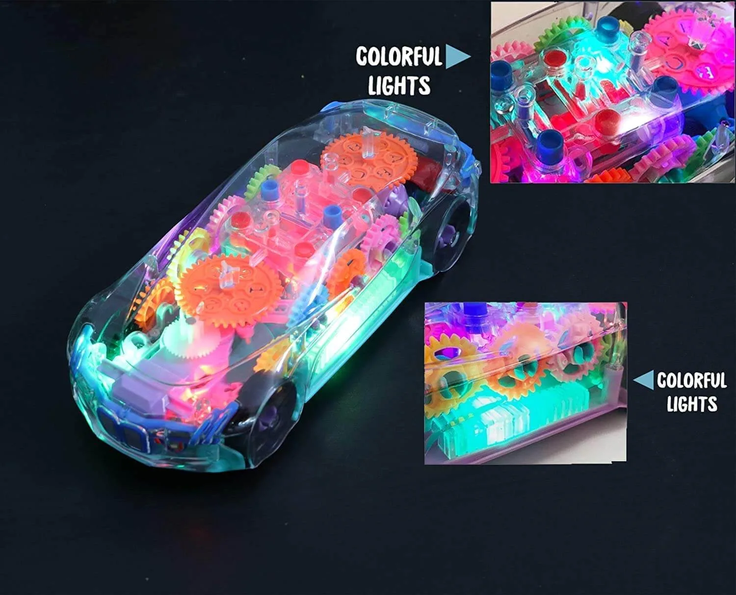 Transparent Gear Car Toy | 360° Rotating Musical Car | 1 Player | 3+ Years | Light & Sound Toy - Image 6