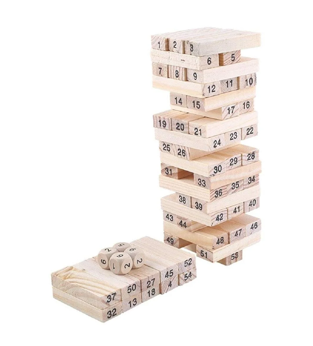 Wooden Number Jenga: Learning & Stacking Fun (54 pcs) - Image 4