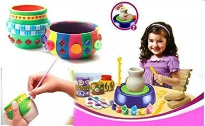 Pottery Wheel: Kids' Craft Toy with Clay, Paints & Stencils (Motorized) - Image 8