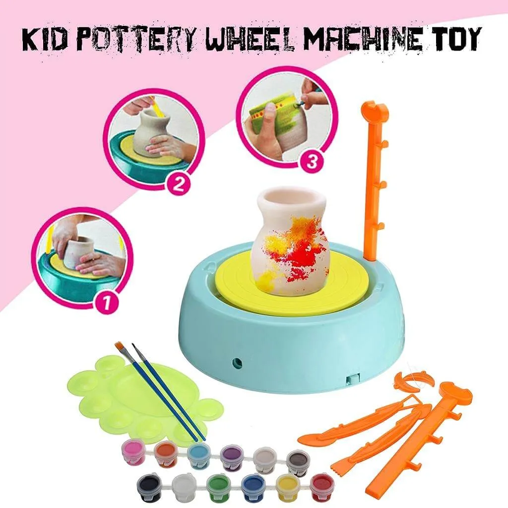 Pottery Wheel: Kids' Craft Toy with Clay, Paints & Stencils (Motorized) - Image 4