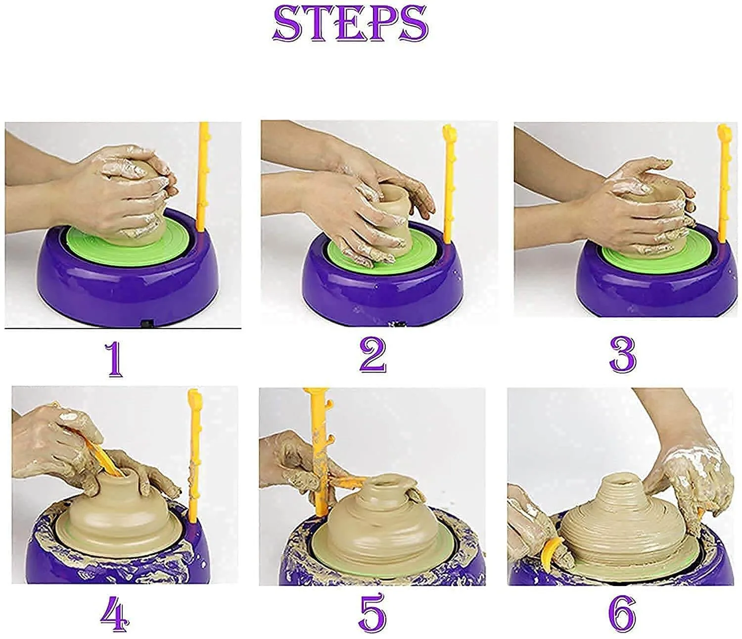 Pottery Wheel: Kids' Craft Toy with Clay, Paints & Stencils (Motorized) - Image 6