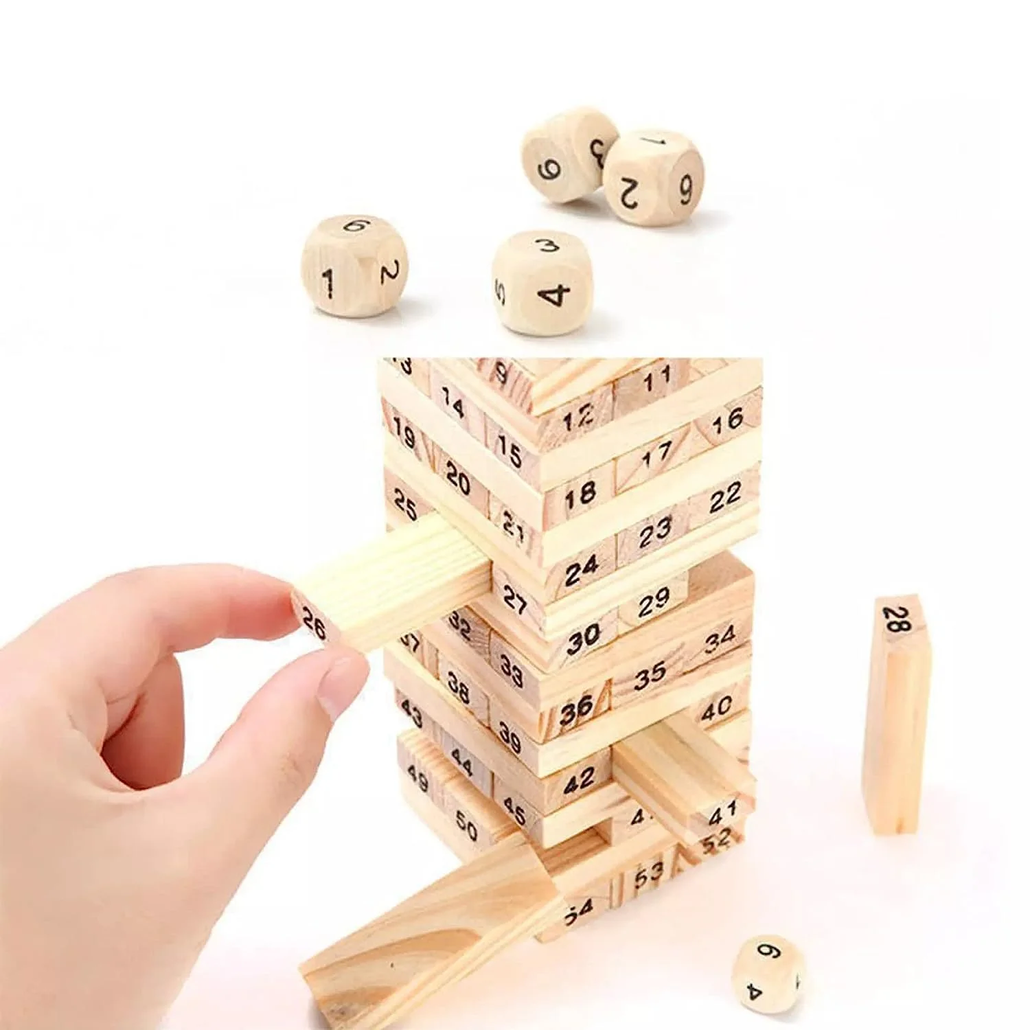 Wooden Number Jenga: Learning & Stacking Fun (54 pcs) - Image 2