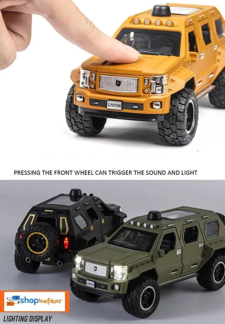 1:24 Scale Die-Cast G-Patton Big Daddy Pull Back SUV with Blinking Lights - Image 4