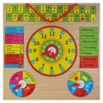 wooden Calendar Clock Toy For Kids Learning