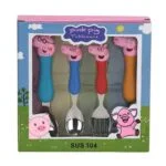 Peppa Pig Family Cartoon Theme Stainless Steel Spoon & Fork Set for Kids