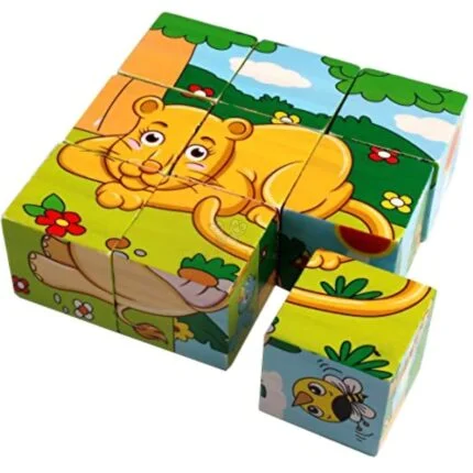wild animal 3D Jigsaw Puzzle Wooden Cube Blocks 6