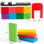 Wooden Domino Block Set 100pcs | Rainbow Dominoes with Bridge & Placer Tool | Kids 3+ | Chain Reaction Toy - Image 2