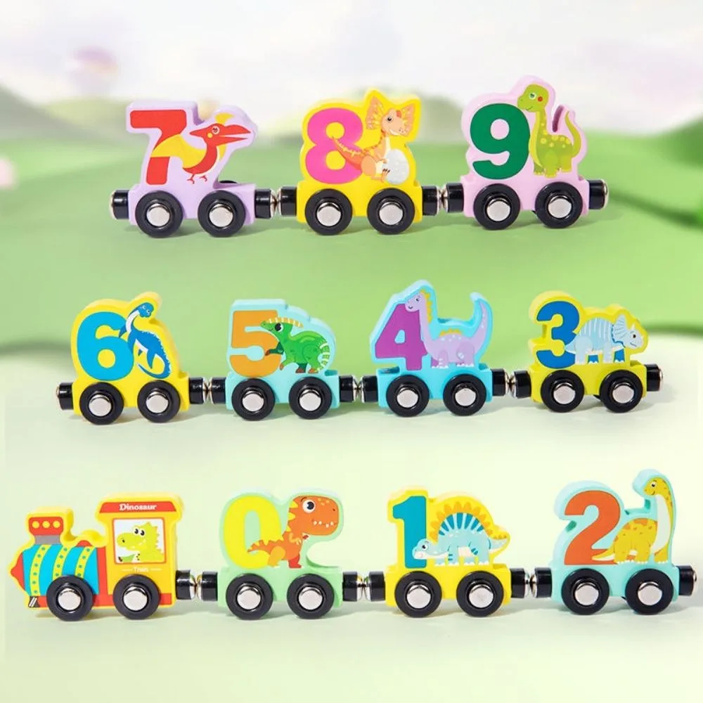 Magnetic Wooden Number Train Set for Kids | Montessori Animal Dinosaur Learning Toy - Image 7