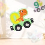 Magnetic Wooden Number Train Set for Kids | Montessori Animal Dinosaur Learning Toy - Image 5