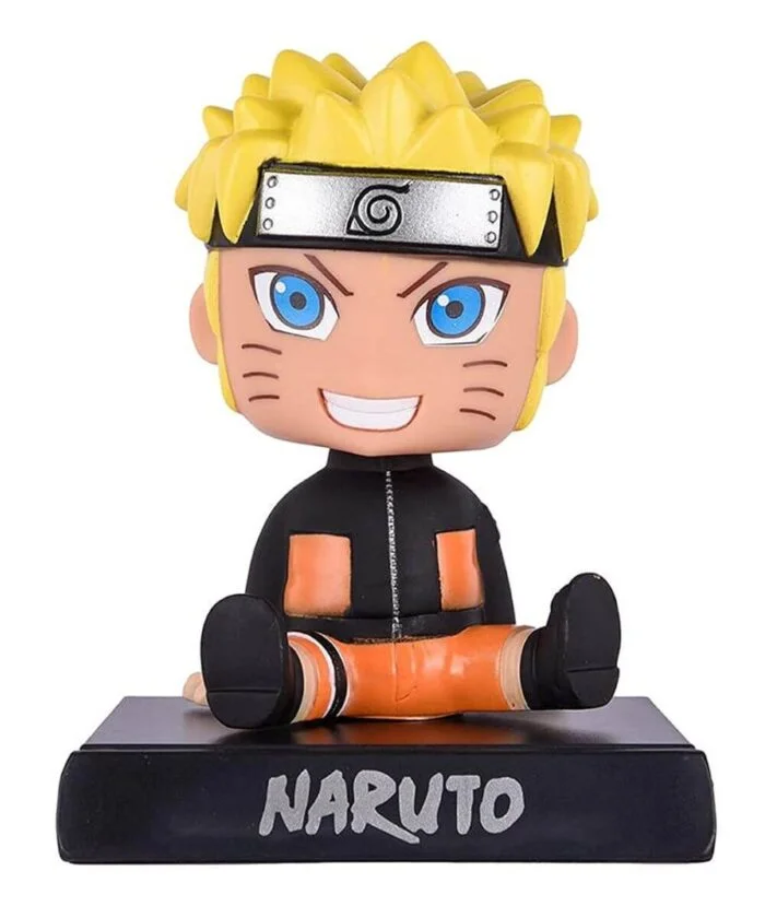 bobblehead action figure of superhero naruto with mobile holder