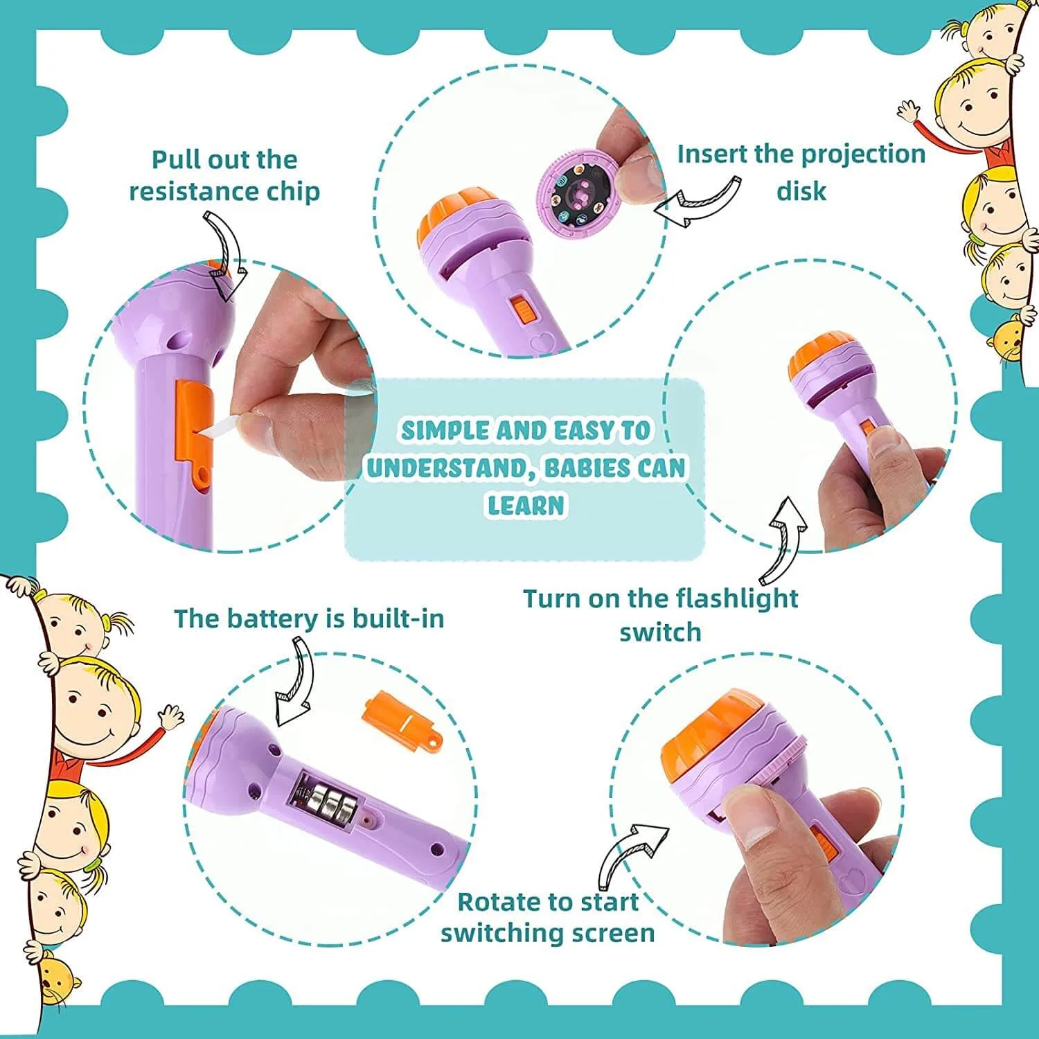 Kids Projection Torch Toy | Educational Flashlight with 48 Images | Animals, Fruits, Vehicles Slides | Learning Toy | 3+ Years - Image 2