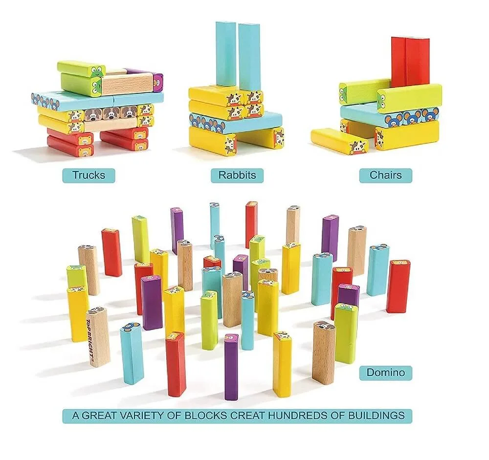 Classic Animal Blocks Jenga | Wooden Stacking Tower | Colorful Educational Game | Age 3+ - Image 3