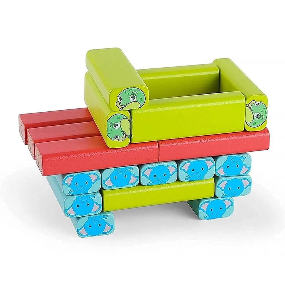 Classic Animal Blocks Jenga | Wooden Stacking Tower | Colorful Educational Game | Age 3+ - Image 7