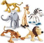 Image of a Wild Cartoon Animal Action Figure Toy for kids, featuring a realistic design of a wild animal such as a lion, elephant, or giraffe, made of durable materials and standing approximately six inches tall.