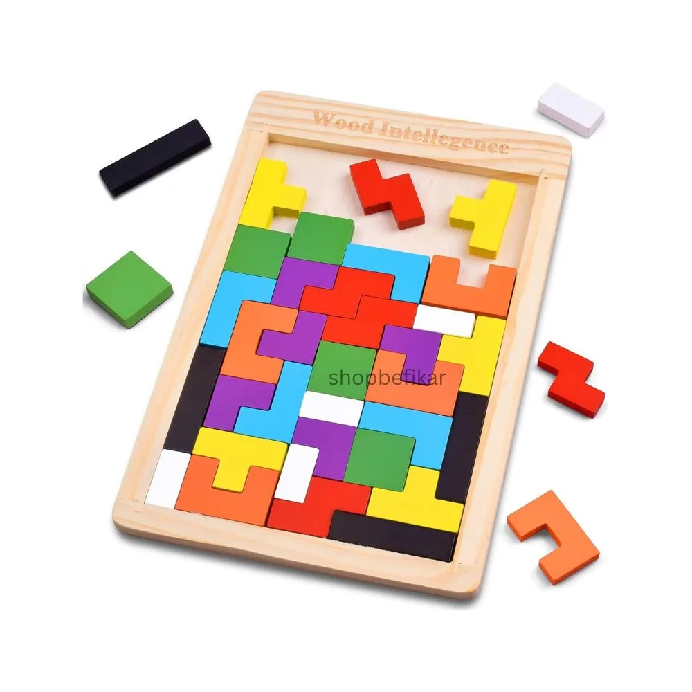 Shopbefikar Tangram Game – Russian Intelligence 3D Blocks Montessori Educational Toy for Kids (40 Pieces, Multicolor)