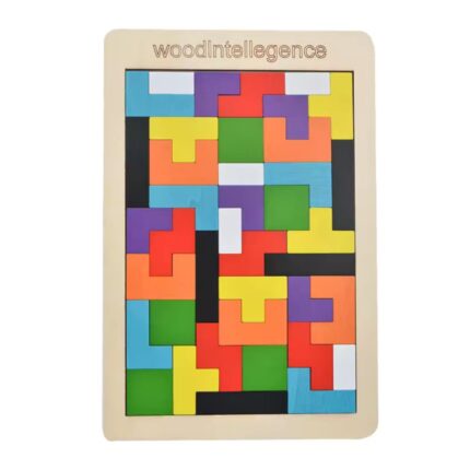 Budget-Friendly Gift: 40-Piece Wooden Tetris Puzzle for Ages 3-8