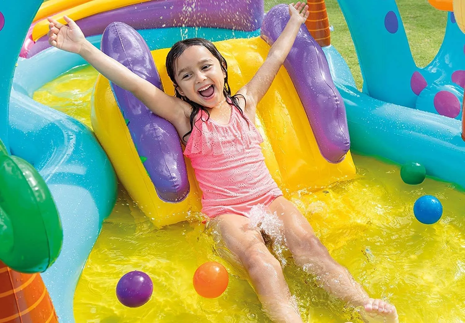 Dinoland Inflatable Play Center Pool | Kids Water Splash Pool with Slide & Sprayer | 2–6 Years | 9ft x 7.5ft | Outdoor Fun - Image 8