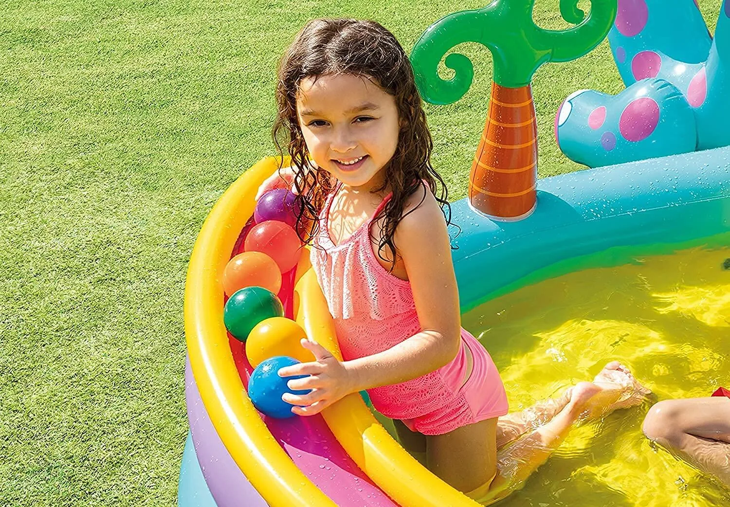 Dinoland Inflatable Play Center Pool | Kids Water Splash Pool with Slide & Sprayer | 2–6 Years | 9ft x 7.5ft | Outdoor Fun - Image 7