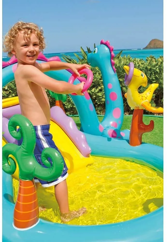 Dinoland Inflatable Play Center Pool | Kids Water Splash Pool with Slide & Sprayer | 2–6 Years | 9ft x 7.5ft | Outdoor Fun - Image 6
