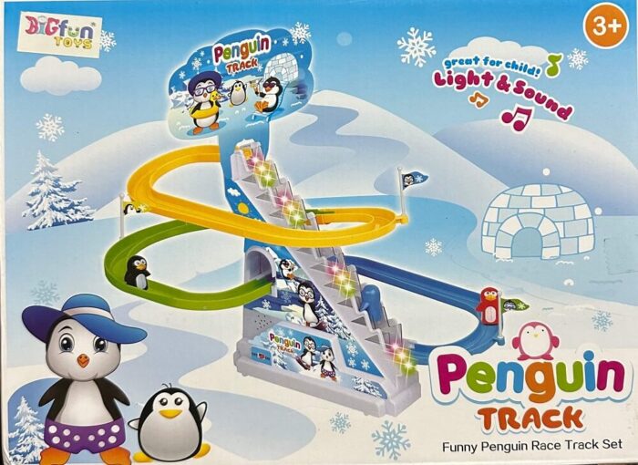 penguin race track set for kids play