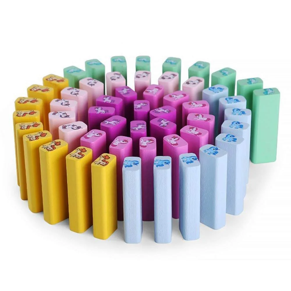 Unicorn Wooden Jenga Stacking Tower | 54 Pcs Educational Blocks | Kids Skill-Building Toy | Age 3+ - Image 3