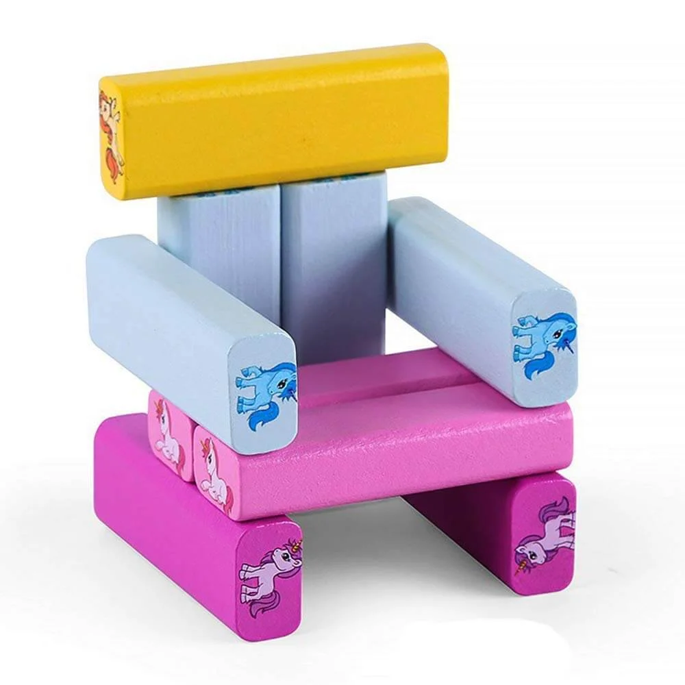 Unicorn Wooden Jenga Stacking Tower | 54 Pcs Educational Blocks | Kids Skill-Building Toy | Age 3+ - Image 4