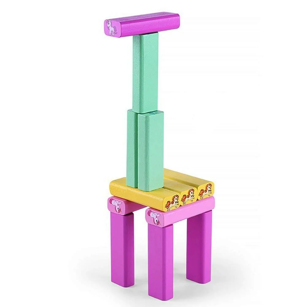 Unicorn Wooden Jenga Stacking Tower | 54 Pcs Educational Blocks | Kids Skill-Building Toy | Age 3+ - Image 5
