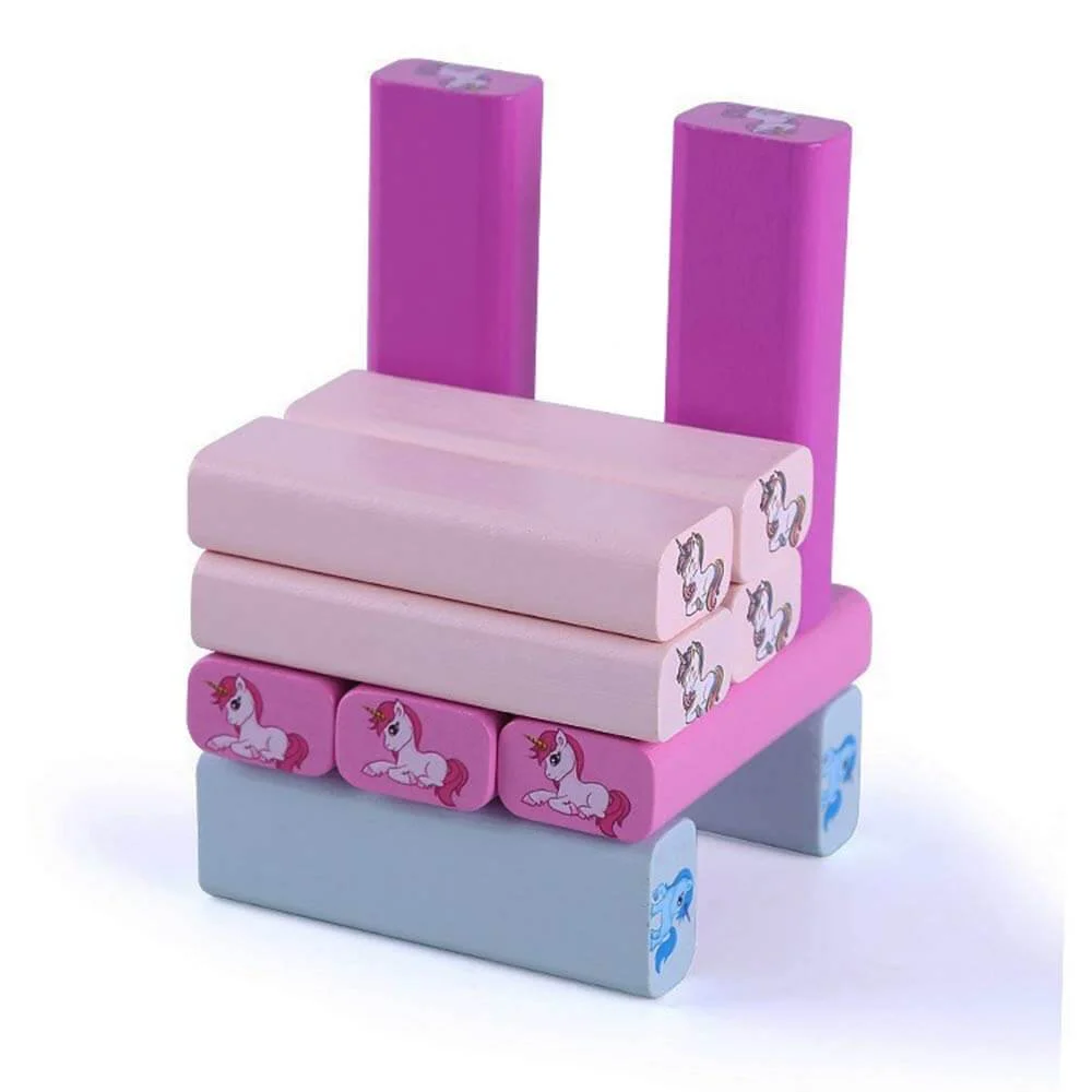 Unicorn Wooden Jenga Stacking Tower | 54 Pcs Educational Blocks | Kids Skill-Building Toy | Age 3+ - Image 6