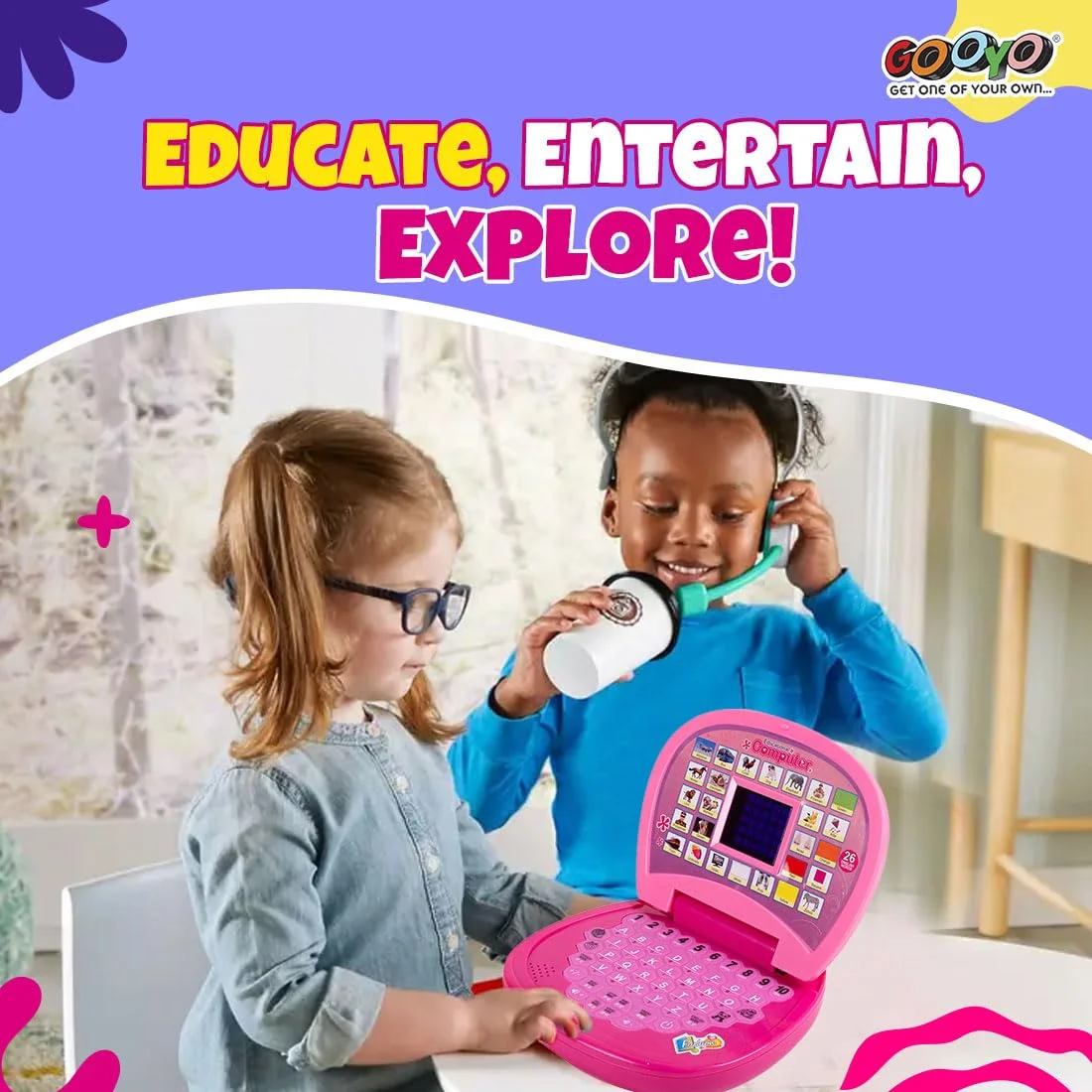 Educational Laptop Toy for Early Learning & Fun (Pink) - Image 6