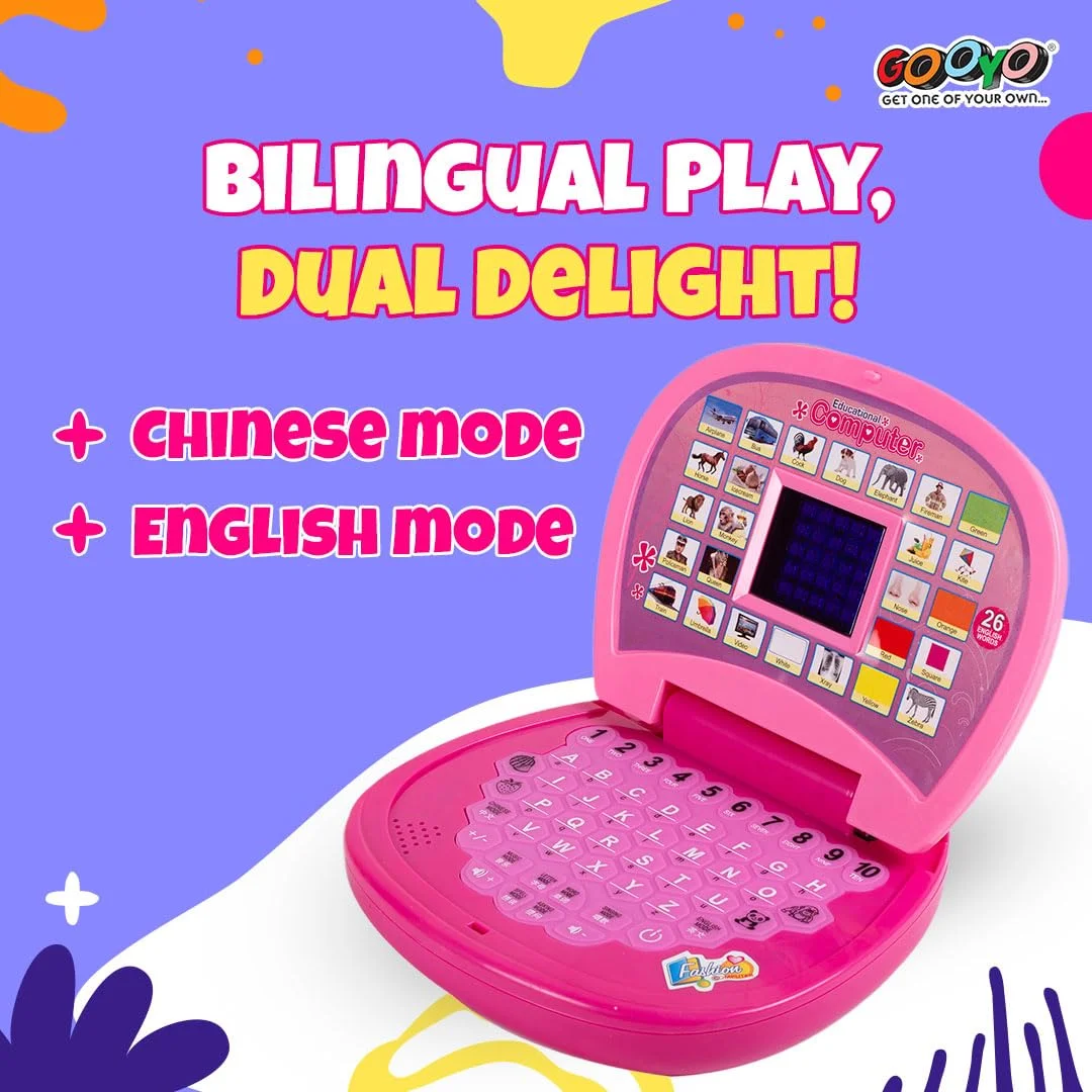 Educational Laptop Toy for Early Learning & Fun (Pink) - Image 4