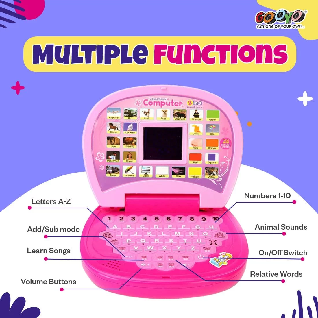 Educational Laptop Toy for Early Learning & Fun (Pink) - Image 3