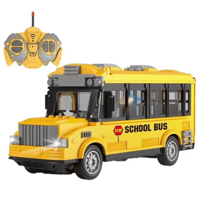 yellow color school bus toy with remote control for kids