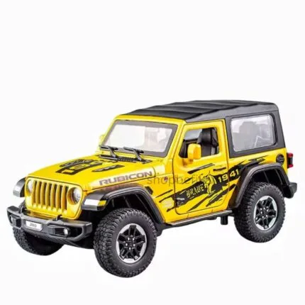 Shopbefikar Diecast Model Car 1:24 Scale Jeep Rubicon – Open Doors, Light & Sound yellow colour