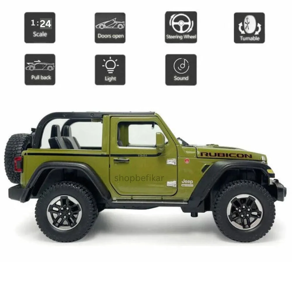 Diecast Model Car 1:24 Scale Jeep Rubicon – Open Doors, Light & Sound - Image 7
