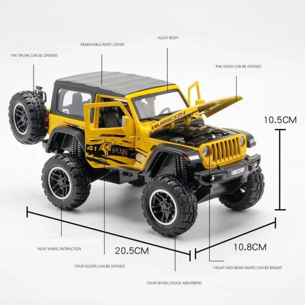 Diecast Model Car 1:24 Scale Jeep Rubicon – Open Doors, Light & Sound - Image 3
