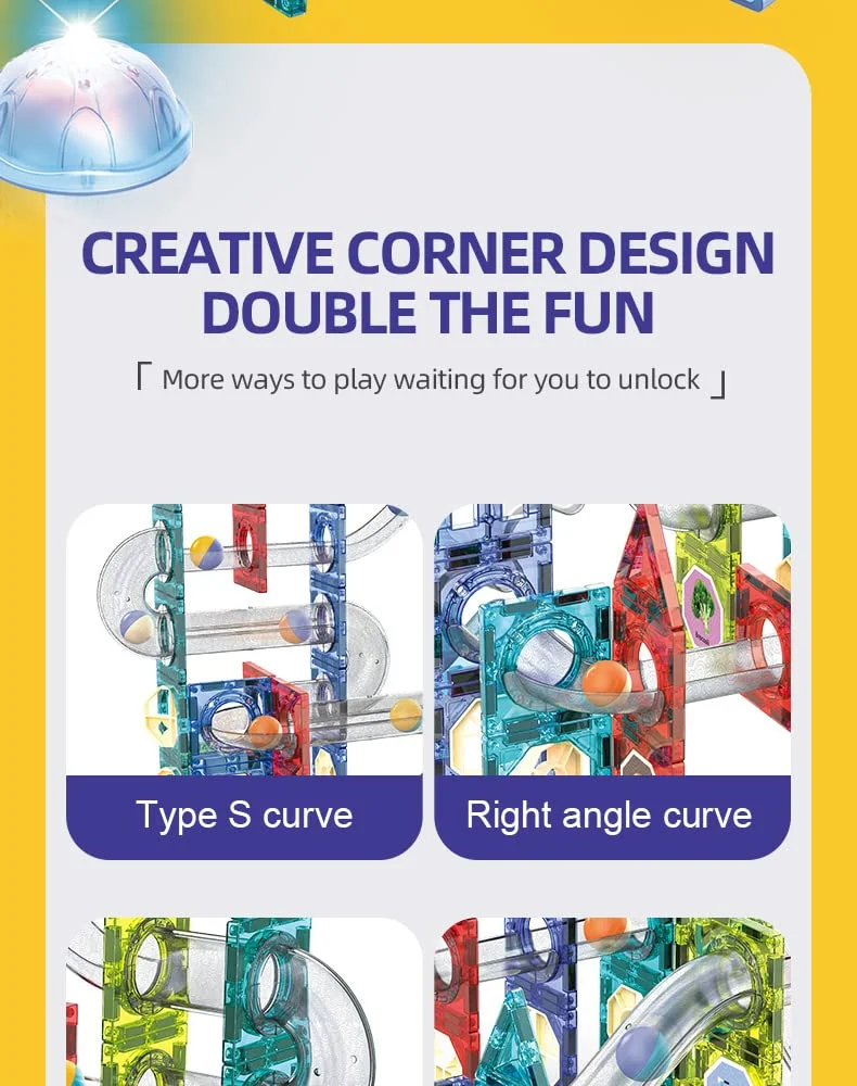 120 Pcs 3D Magnetic Construction Light Blocks Track with Ferris Wheel | Marble Run STEM Toy | Age 3+ - Image 3