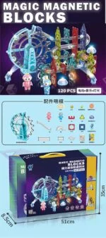 120 Pcs 3D Magnetic Construction Light Blocks Track with Ferris Wheel | Marble Run STEM Toy | Age 3+ - Image 4