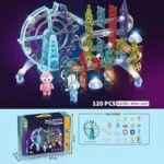 120 Pcs 3D Magnetic Construction Light Blocks Track with Ferris Wheel | Marble Run STEM Toy | Age 3+ - Image 6