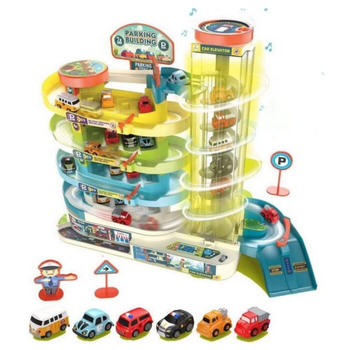 Shopbefikar Car Parking Building Toy - Friction-Powered Fun with Lights and Music