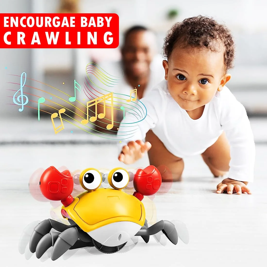 Crawling Crab Baby Toy with Music, LED Lights & USB Rechargeable Battery - Image 7