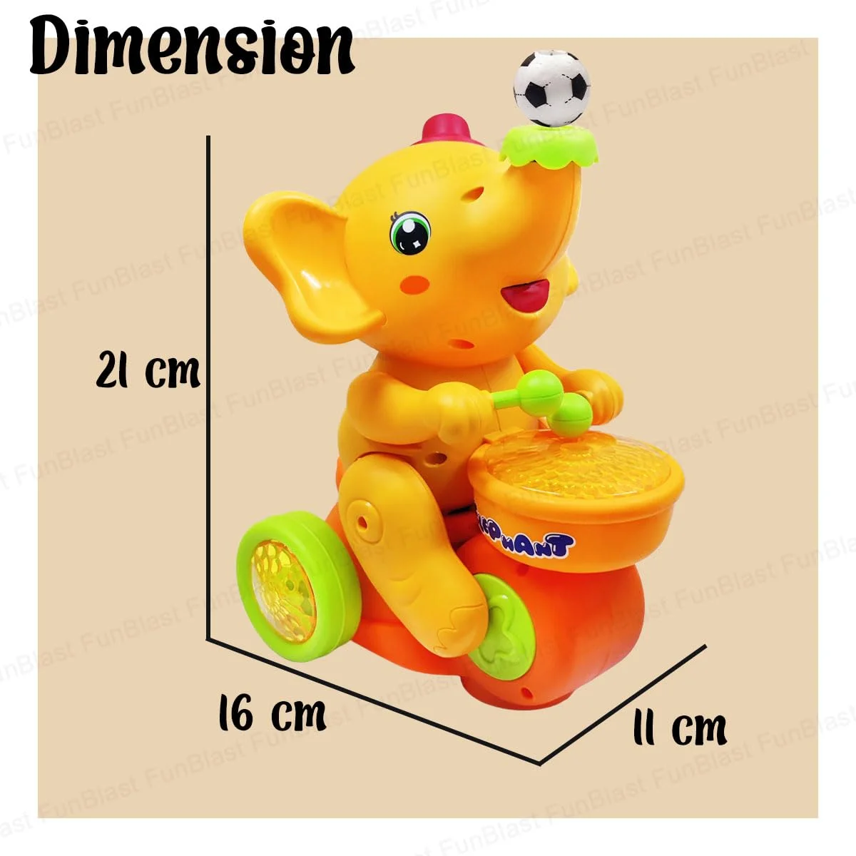 Interactive Elephant Toy – Lights, Sounds & Magical Levitation | 12m+ | Requires 3 AA Batteries | Comes with 2 Balls - Image 7