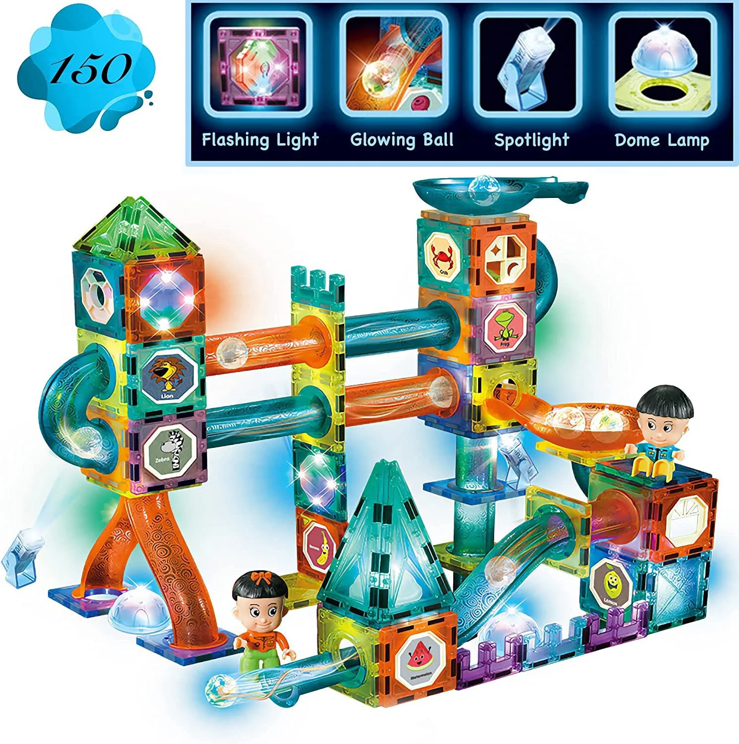 150 Pcs 3D Light Magnetic Building Blocks & Marble Run Track | STEM Toy | Age 3+ - Image 5