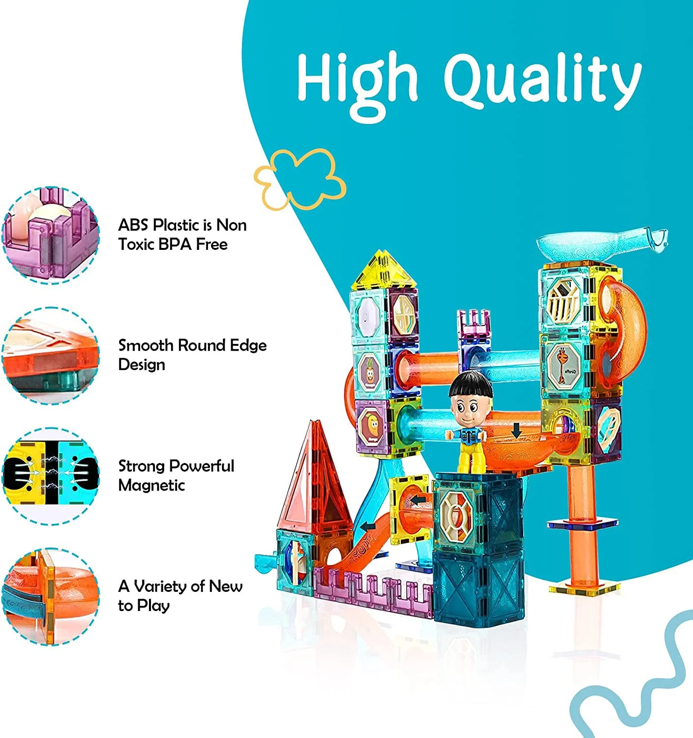 150 Pcs 3D Light Magnetic Building Blocks & Marble Run Track | STEM Toy | Age 3+ - Image 6